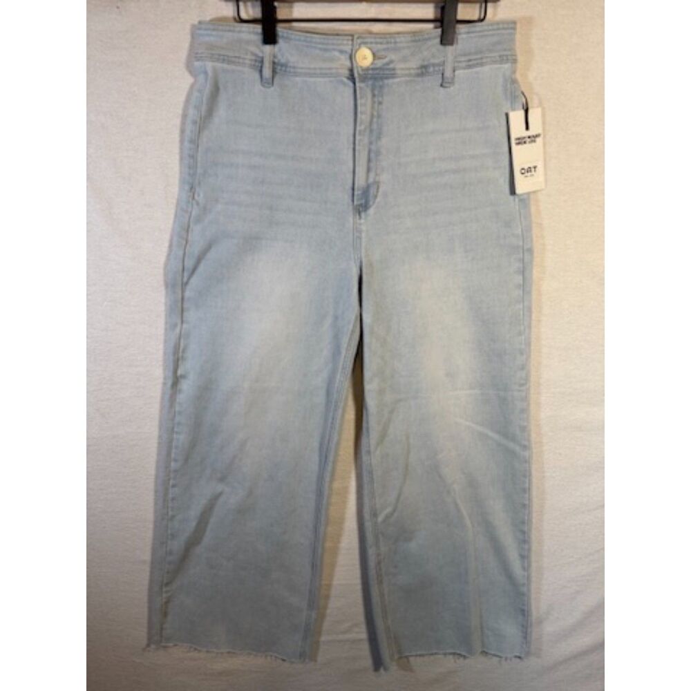 OAT New York Women's Light Blue Wide Leg High-Rise Raw Hem Sz 31 NWT